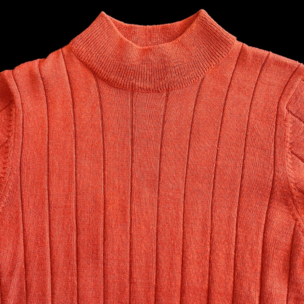 Vintage Mock Neck Sweater Coral Red Color - Picture 3 of 4